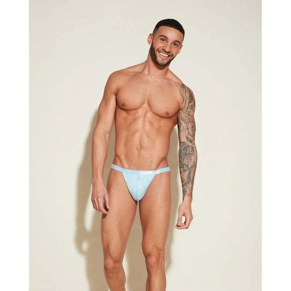 Cosabella NSN Men's Italian Lace Thong Aasmani Blue Designer Underwear size S